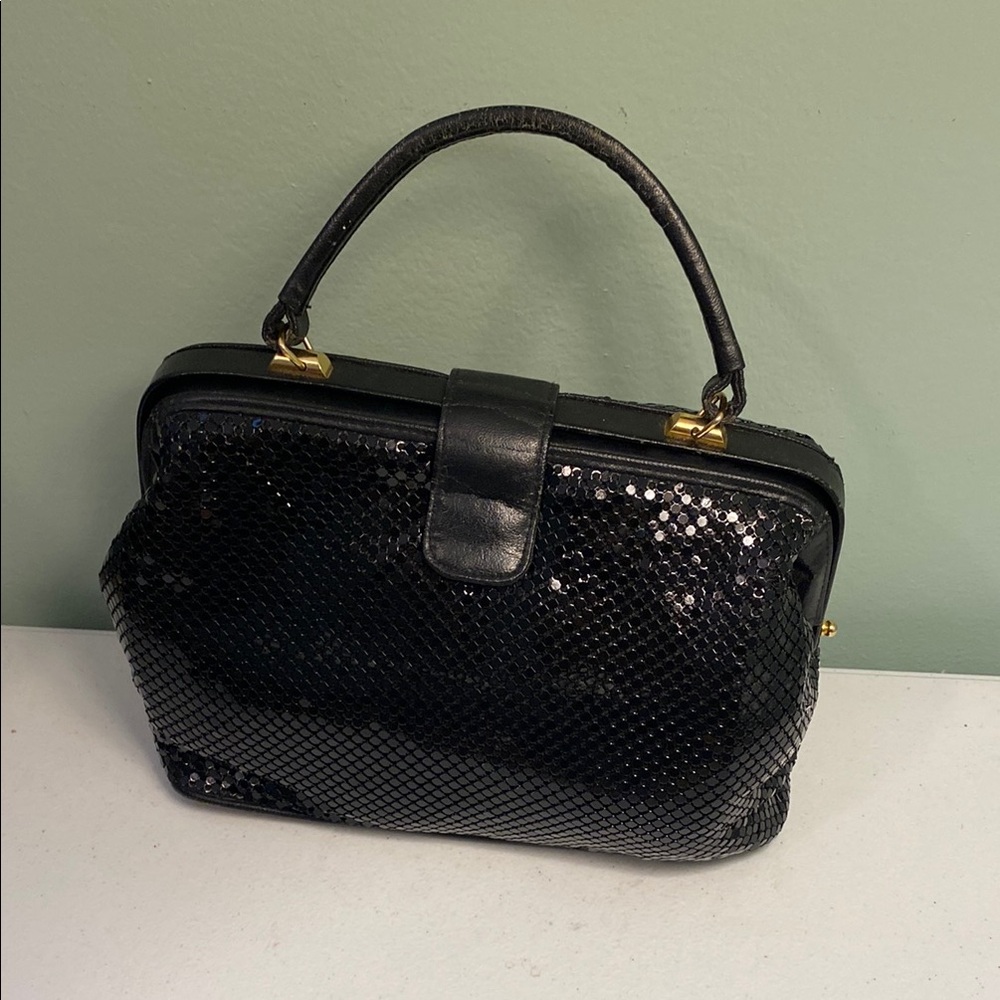 Vintage  T F Tiger Elegant Mesh Black Handbag